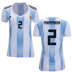 Women Argentina 2018 FIFA World Cup Home Emanuel Mammana #2 Jersey Shirt