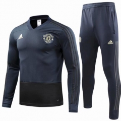 18-19 Manchester United Champions League Dark Blue Training Suit (Sweat shirt+Trouser)