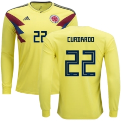 Colombia 2018 World Cup JOSE FERNANDO CUADRADO 22 Long Sleeve Home Soccer Jersey Shirt