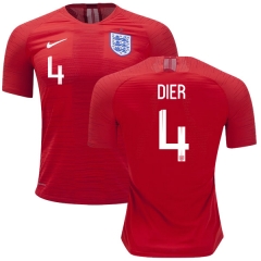 England 2018 FIFA World Cup ERIC DIER 4 Away Soccer Jersey Shirt