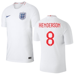 England 2018 FIFA World Cup JORDAN HENDERSON 8 Home Soccer Jersey Shirt