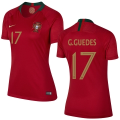 Women Portugal 2018 World Cup GONCALO GUEDES 17 Home Soccer Jersey Shirt