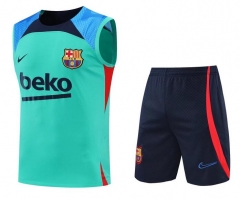 22-23 Barcelona Green Training Vest Shirt and Shorts