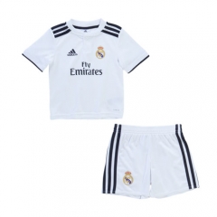 18-19 Real Madrid Home Children Soccer Jersey Kit Shirt + Shorts