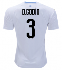 Uruguay 2018 World Cup Away D. Godin Soccer Jersey Shirt