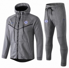 18-19 Chelsea Grey Tech Fleece Training Suit (Hoodie Jacket+Trouser)