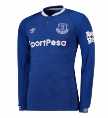 18-19 Everton Home Long Sleeve Soccer Jersey Shirt