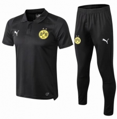 18-19 Borussia Dortmund Black Polo + Pants Training Suit