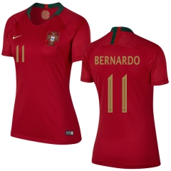 Women Portugal 2018 World Cup BERNARDO SILVA 11 Home Soccer Jersey Shirt