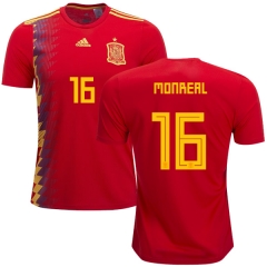 Spain 2018 World Cup NACHO MONREAL 16 Home Soccer Jersey Shirt