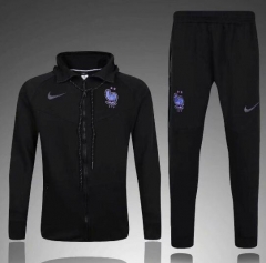 18-19 France Black Training Suit (Hoodie Jacket+Trouser)