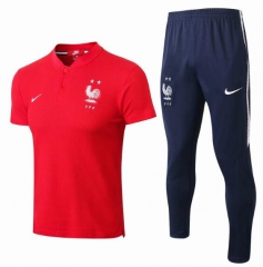 France FIFA World Cup 2018 Red Polo + Pants Training Suit