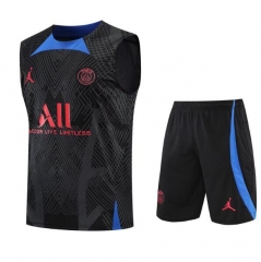 22-23 PSG Black Blue Training Vest Shirt and Shorts