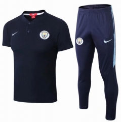 18-19 Manchester City Royal Blue Polo Shirts + Pants Suit