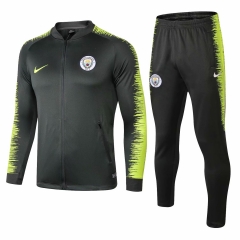 18-19 Manchester City Grass Green Stripe Training Suit (Jacket+Trouser)