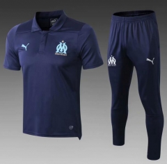 18-19 Olympique Marseille Royal Blue Polo + Pants Training Suit