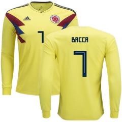 Colombia 2018 World Cup CARLOS BACCA 7 Long Sleeve Home Soccer Jersey Shirt