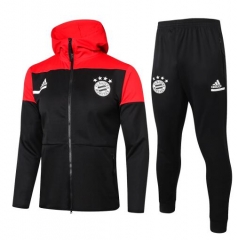 20-21 Bayern Munich Black Red Hoodie Wind Jacket Top and Pants