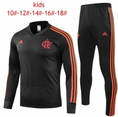 18-19 Children Flamengo Training Suit (Black Sweat Shirt + Pants)