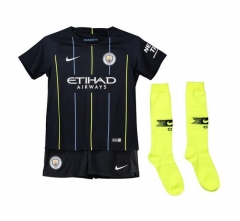 18-19 Manchester City Away Children Soccer Jersey Whole Kit Shirt + Shorts + Socks