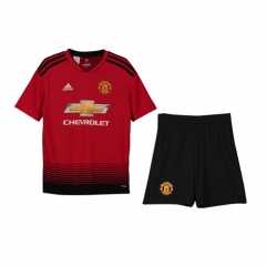 18-19 Manchester United Home Children Soccer Jersey Kit Shirt + Shorts