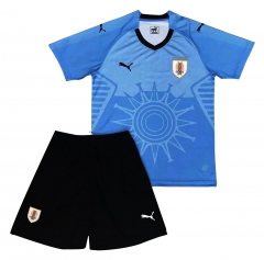 Uruguay 2018 FIFA World Cup Home Children Soccer Kit Shirt And Shorts
