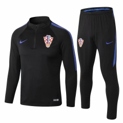 18-19 Croatia Black Training Suit (Sweat Shirt+Trouser)