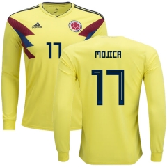 Colombia 2018 World Cup JOHAN MOJICA 17 Long Sleeve Home Soccer Jersey Shirt