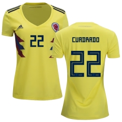 Women Colombia 2018 World Cup JOSE FERNANDO CUADRADO 22 Home Soccer Jersey Shirt