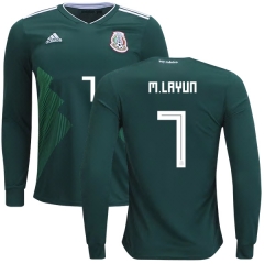 Mexico 2018 World Cup Home MIGUEL LAYUN 7 Long Sleeve Soccer Jersey Shirt