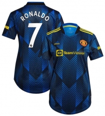 Ronaldo #7 Women 21-22 Manchester United Third Soccer Jersey Shirt