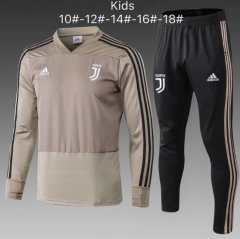 18-19 Children Juventus V-Neck Apricot Training Suit (Sweatshirt+Pants)