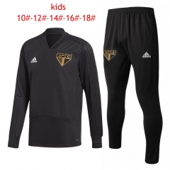 18-19 Children Sao Paulo FC Black V-Neck Training Suit