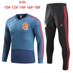 Kids Spain FIFA World Cup 2018 Training Suit O'Neck Blue