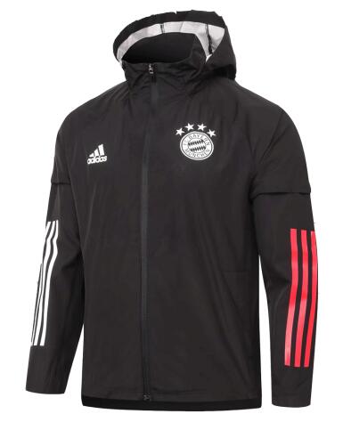 20-21 Bayern Munich Black Windbreaker Hoodie Jacket